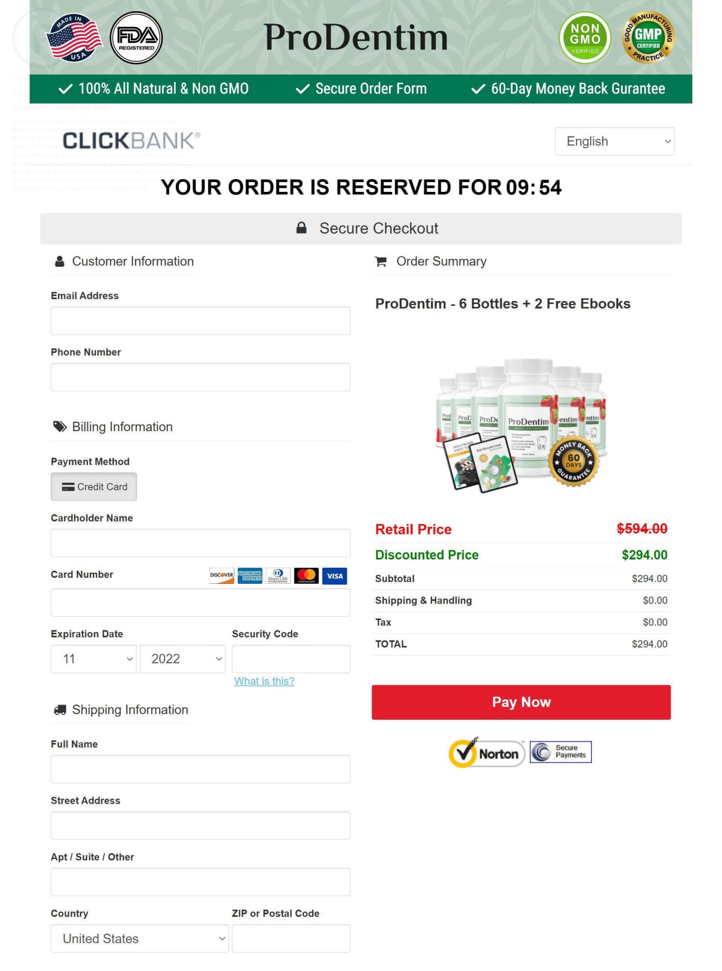 Prodentim Checkout Page